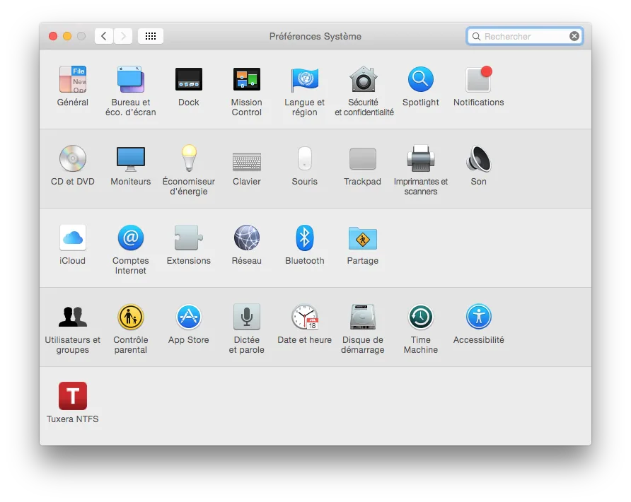 dashboard yosemite preferences systeme