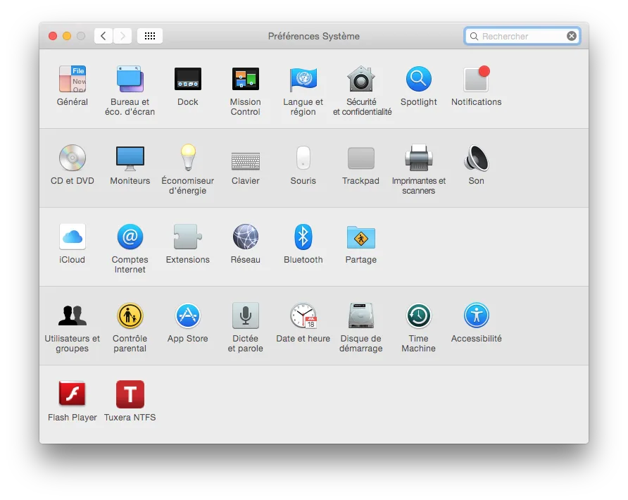 flash yosemite preferences systemes