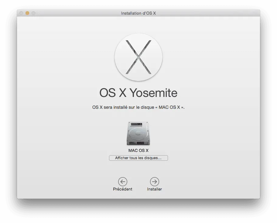 installer Yosemite sur cle USB afficher tous les disques
