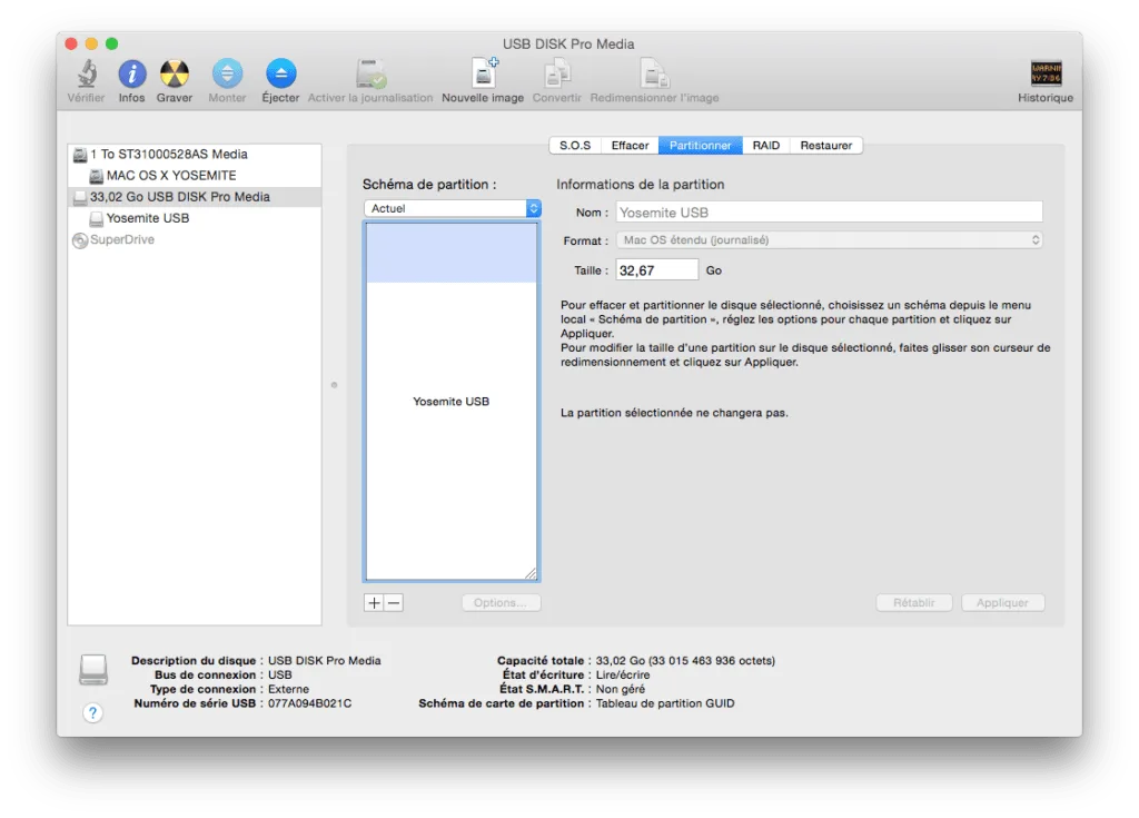 installer Yosemite sur cle USB formatage