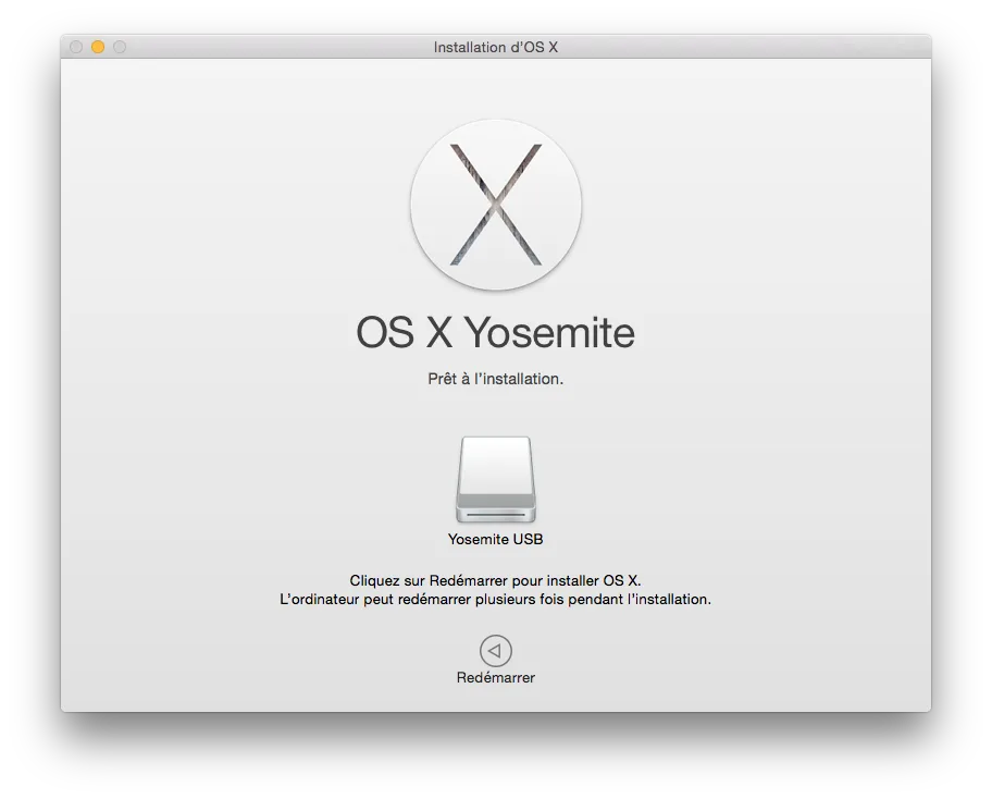 installer Yosemite sur cle USB redemarrer