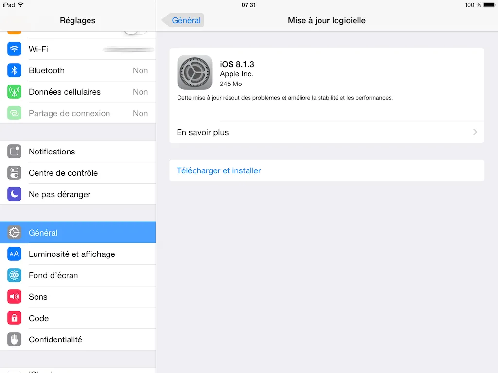 ios 8.1.3 mise a jour logicielle