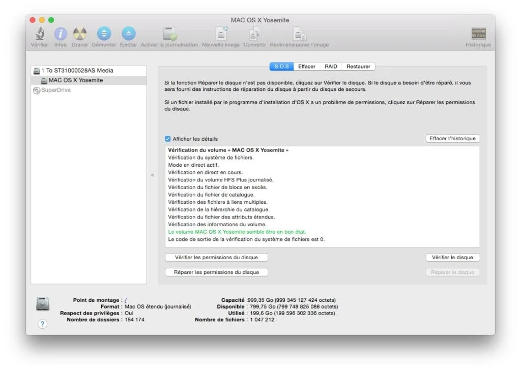 reparer yosemite disque en bon etat