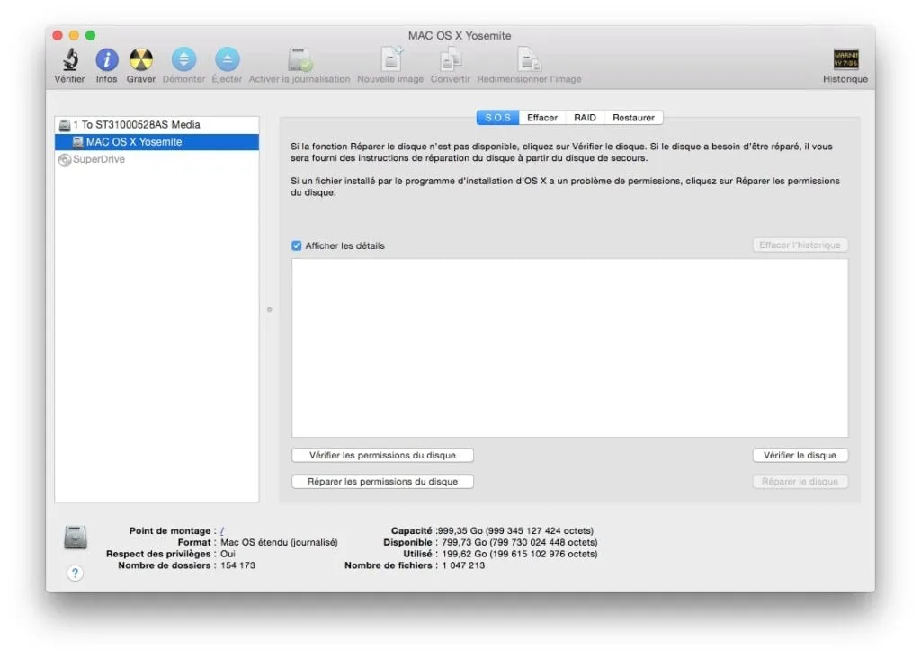 réparer yosemite verifier permissions