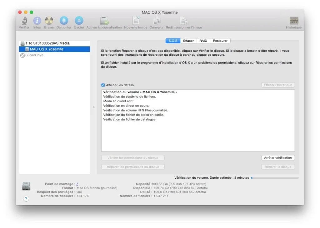 reparer yosemite volume disque