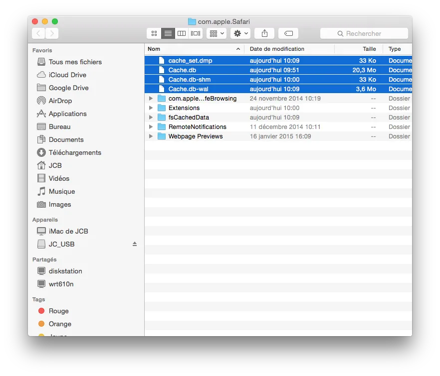 safari yosemite caches