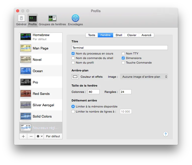 terminal mac yosemite nouveau profil