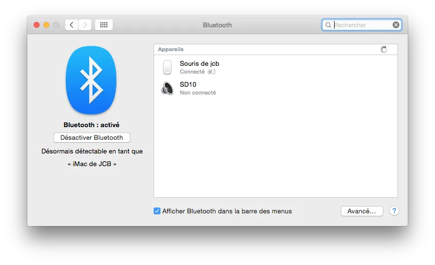 macbook yosemite couper bluetooth