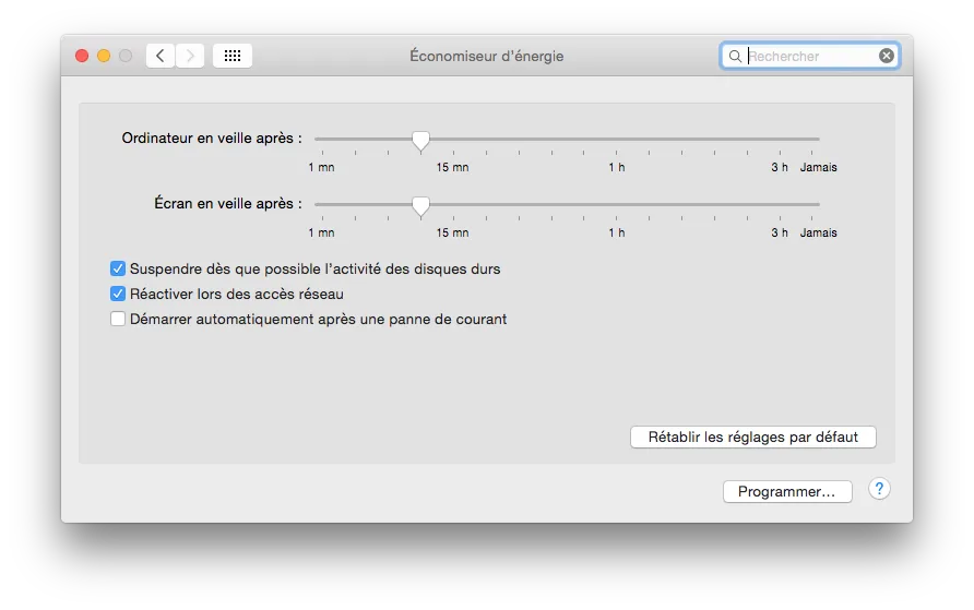 macbook yosemite economiseur energie