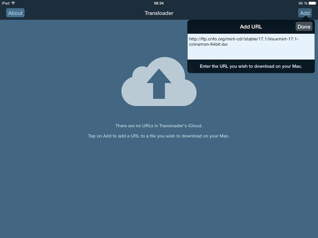 Transloader ios ajouter lien