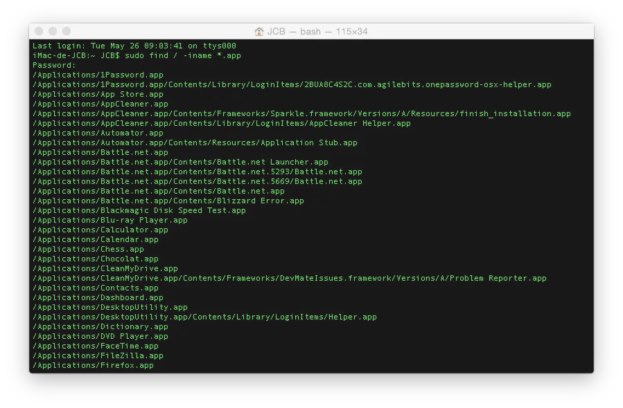 Apps Yosemite Mac : tout lister et imprimer 4 apps yosemite afficher dans terminal
