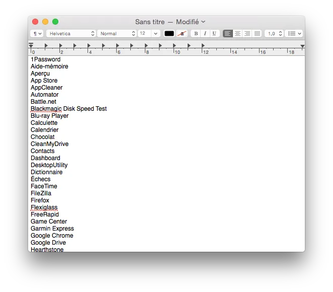 Apps Yosemite Mac : tout lister et imprimer 2 apps yosemite liste textedit