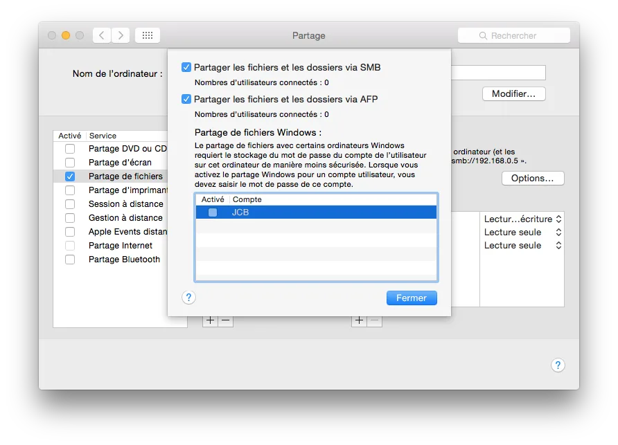 Partage de fichiers Mac et Windows mode d'emploi 2 partage de fichiers Mac smb afp