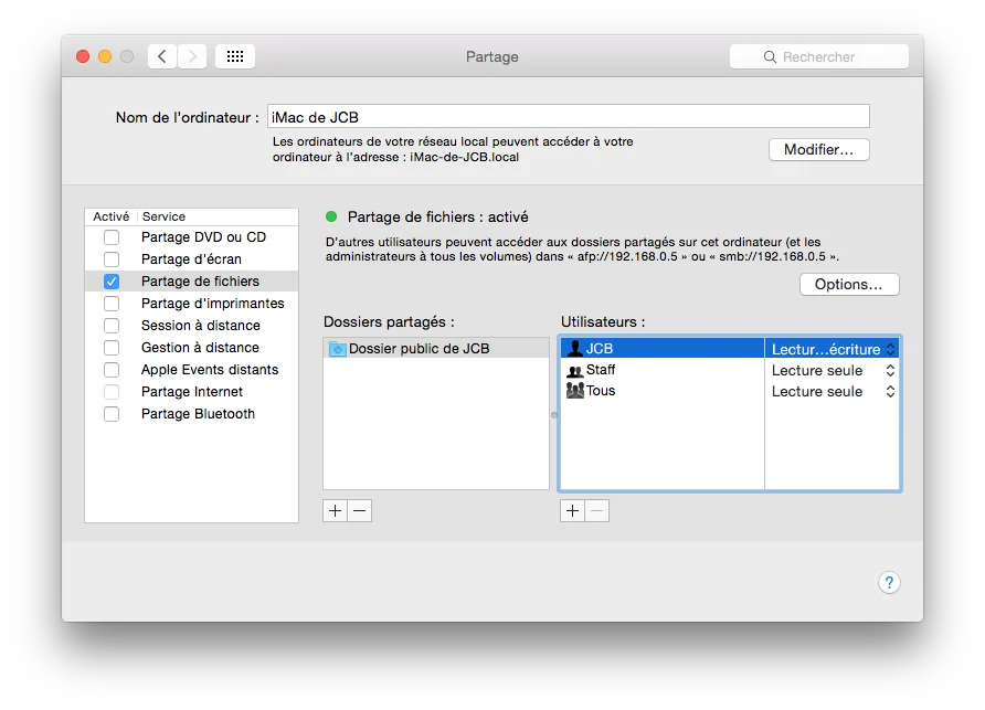 Partage de fichiers Mac et Windows mode d'emploi 4 partage de fichiers imac actif
