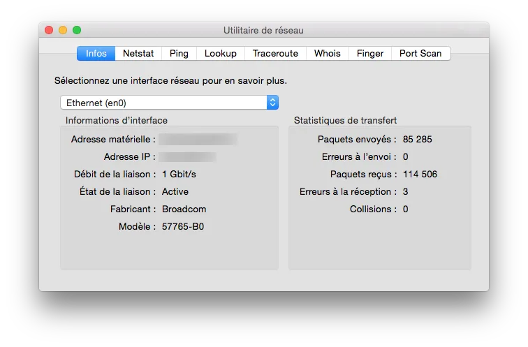 vitesse de connexion sur mac ethernet