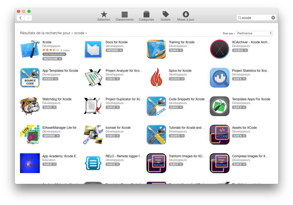 vitesse de connexion sur mac installer xcode
