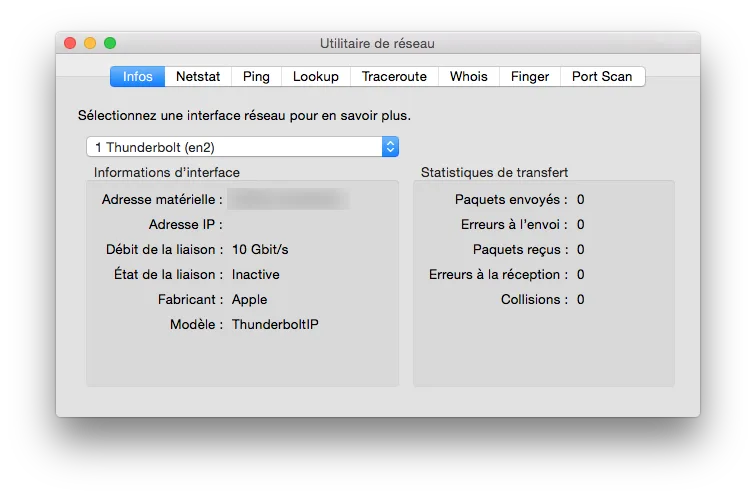 vitesse de connexion sur mac thunderbolt