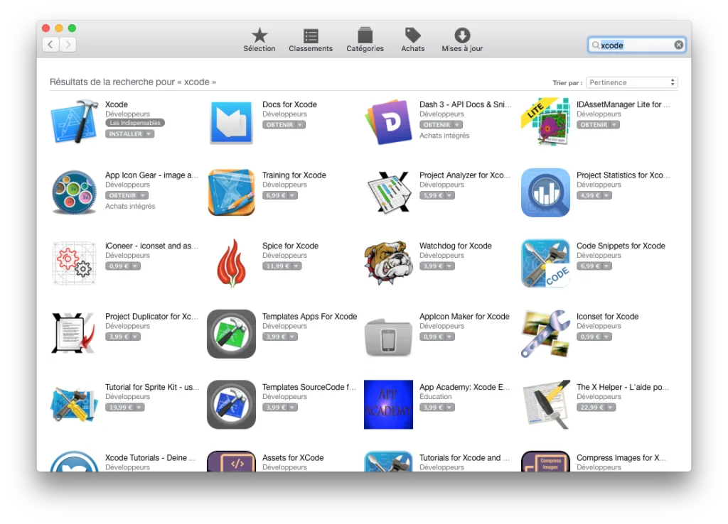 installer xcode el capitan appstore