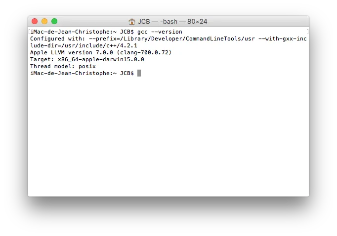 installer xcode el capitan gcc