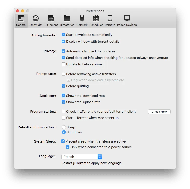 uTorrent El Capitan traduire en francais