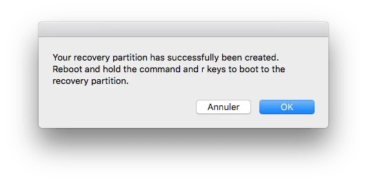 Réparer la partition Recovery Mac OS X El Capitan (10.11) 11 Reparer la partition Recovery Mac operation terminee