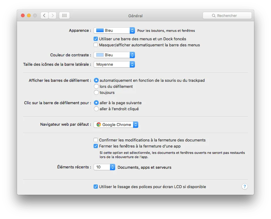 dark mode mac activer