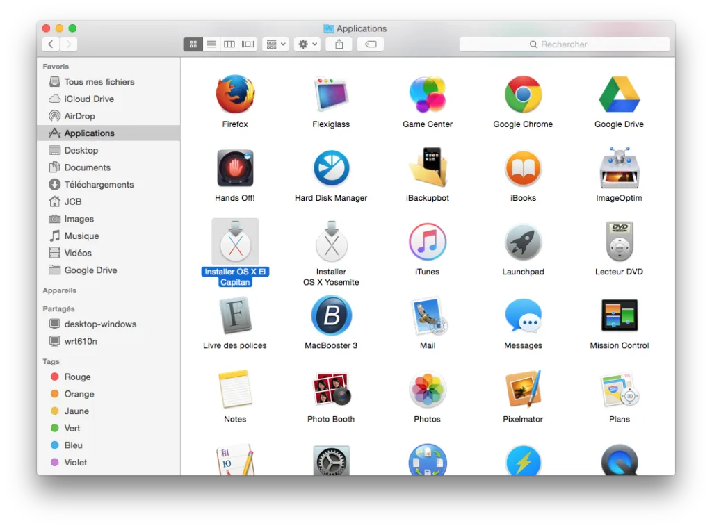 Réparer la partition Recovery Mac OS X El Capitan (10.11) 2 reparer la partition recovery mac dossier applications