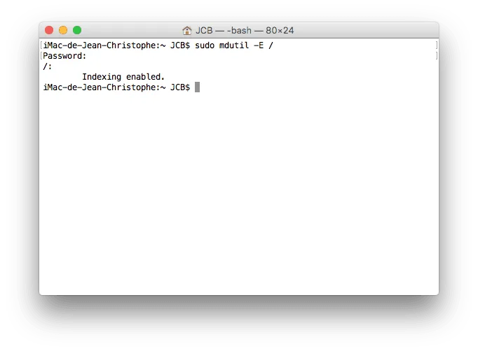 erreur espace disque mac reconstruction index spotlight
