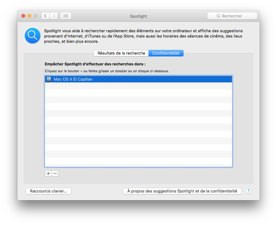 erreur espace disque stockage mac el capitan