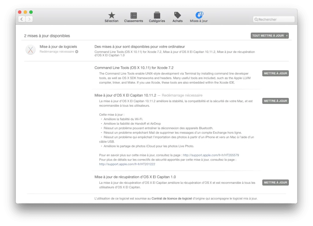 mac os x el capitan 10.11.2 liste nouveautes