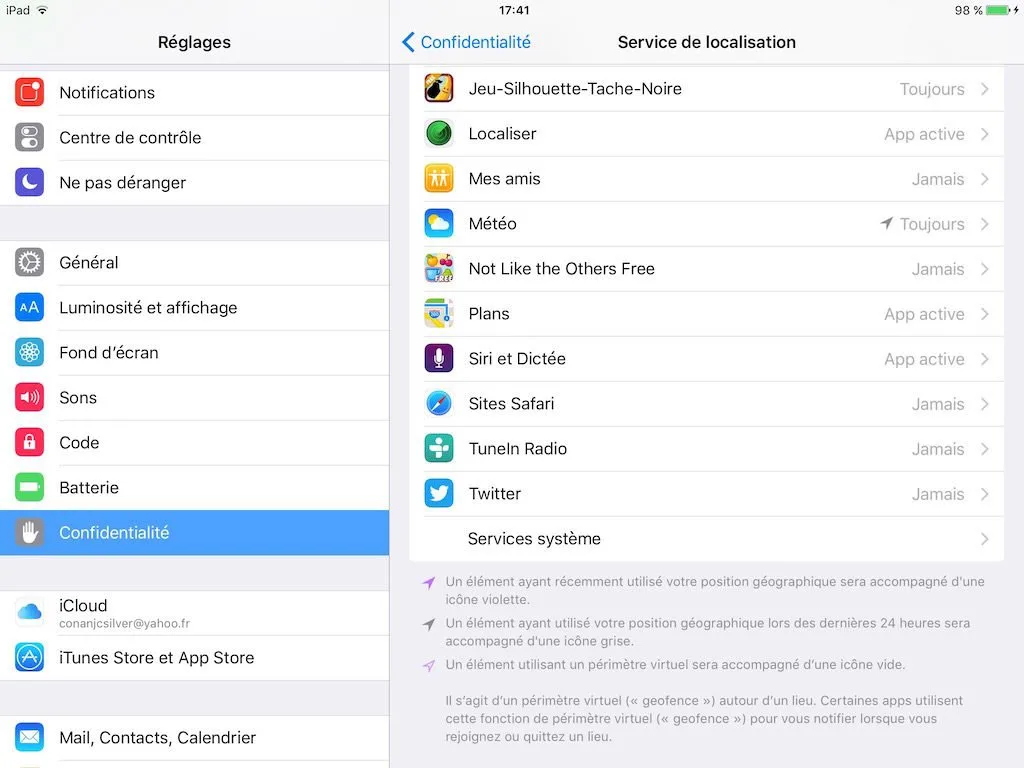activer Night Shift localisation