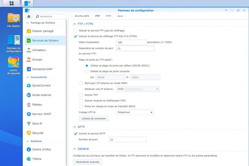 Configurer DiskStation Mac OS X (Time Machine, iTunes Server, AFP, SMB, FTP(S), SFTP, WebDAV) 7 configurer DiskStation Mac ftp ftps sftp
