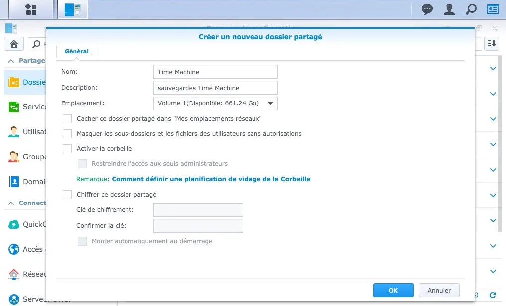 Configurer DiskStation Mac OS X (Time Machine, iTunes Server, AFP, SMB, FTP(S), SFTP, WebDAV) 8 configurer diskstation mac dossier Time Machine