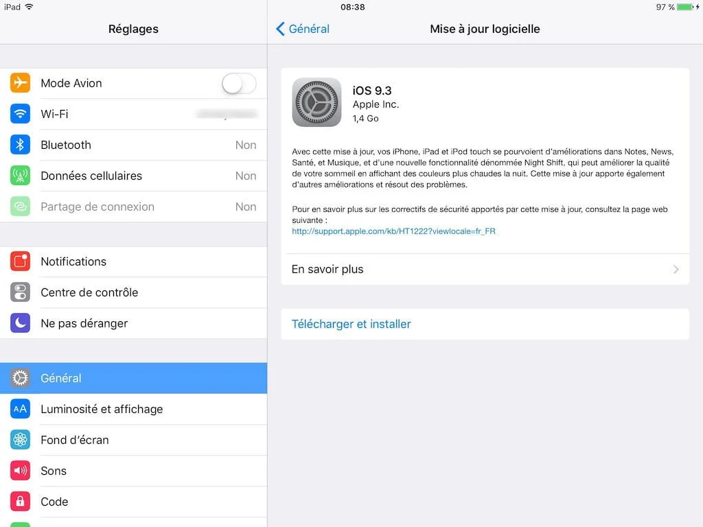 iOS 9.3 mise à jour disponible pour iPhone, iPad, iPod 1 iOS 9.3 mise a jour logicielle