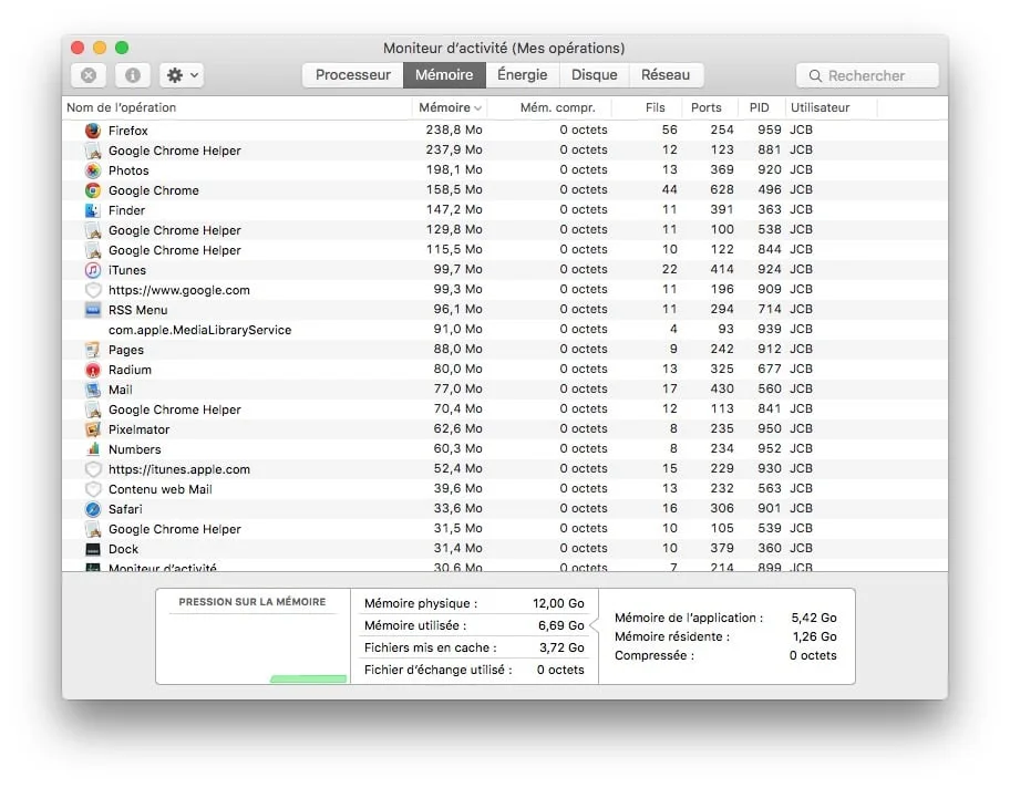 purger la ram mac moniteur d'activite