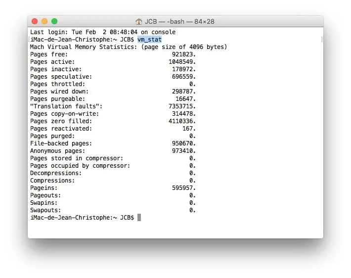 purger la ram mac terminal vm stat