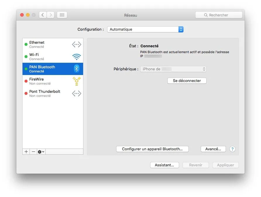 Utiliser WiFi et Ethernet sur Mac iphone