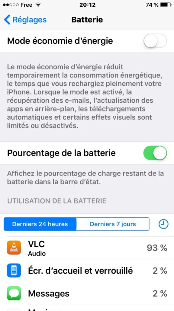 activer le mode economie d'energie iPhone ios9