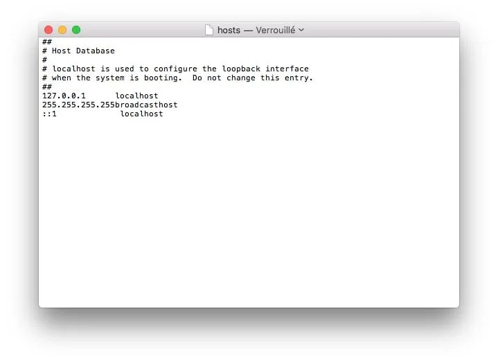 fichiers hosts mac TextEdit