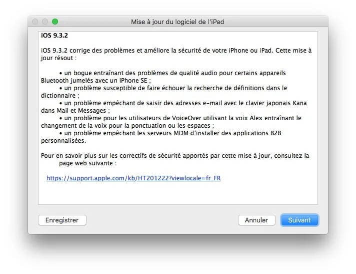 iOS 9.3.2 nouveautes iphone ipad
