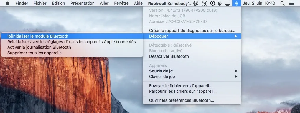 reparer le bluetooth sur mac deboguer