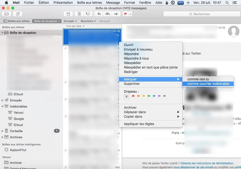 gerer les spams sur mac mail