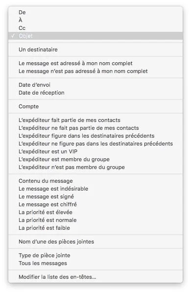 gerer les spams sur mac regles de filtrage