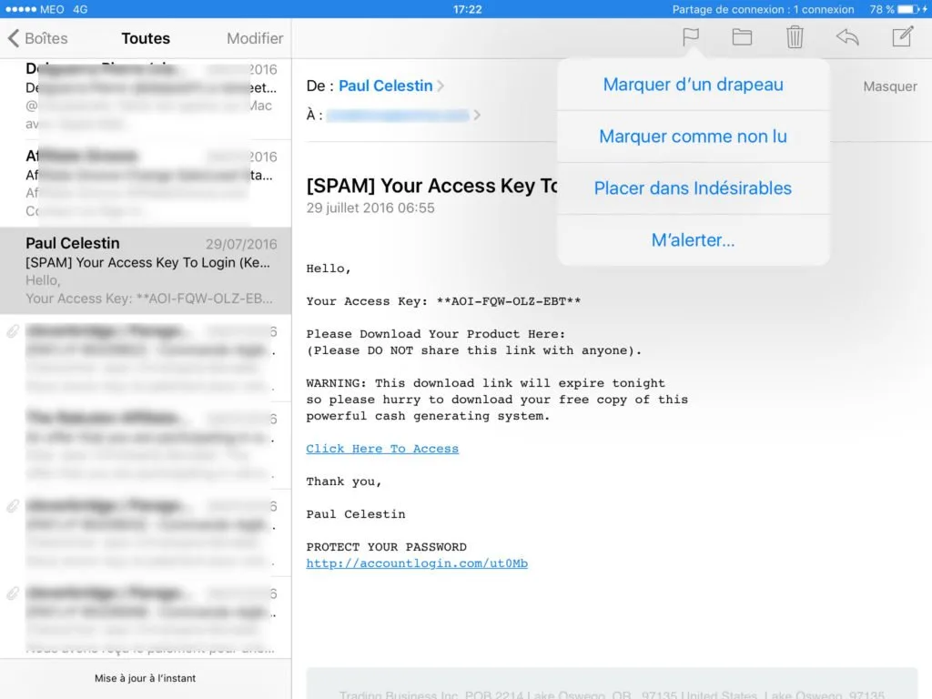 Gerer les spams sur iPhone ipad