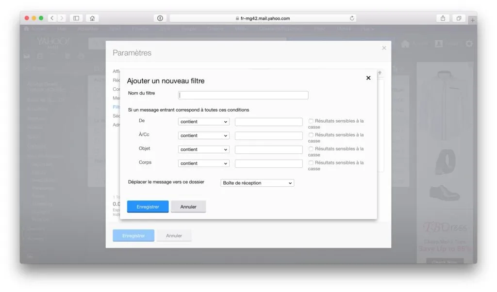 Gerer les spams sur iPhone yahoo mail