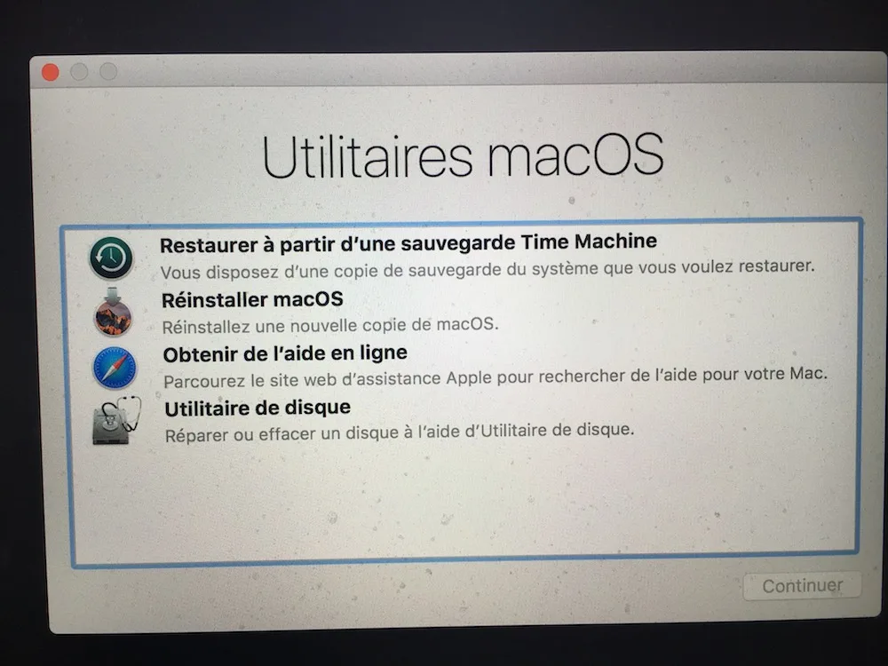reinitialiser le mot de passe macos sierra mode recovery