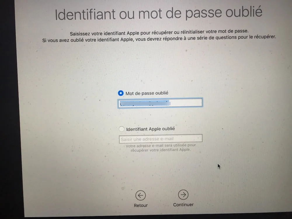 reinitialiser le mot de passe macos sierra mot de passe oublie saisir email