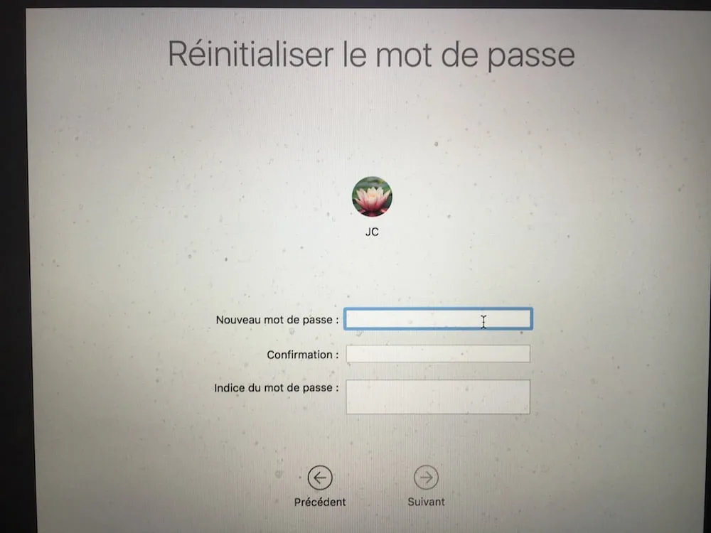 reinitialiser le mot de passe macos sierra nouveau password