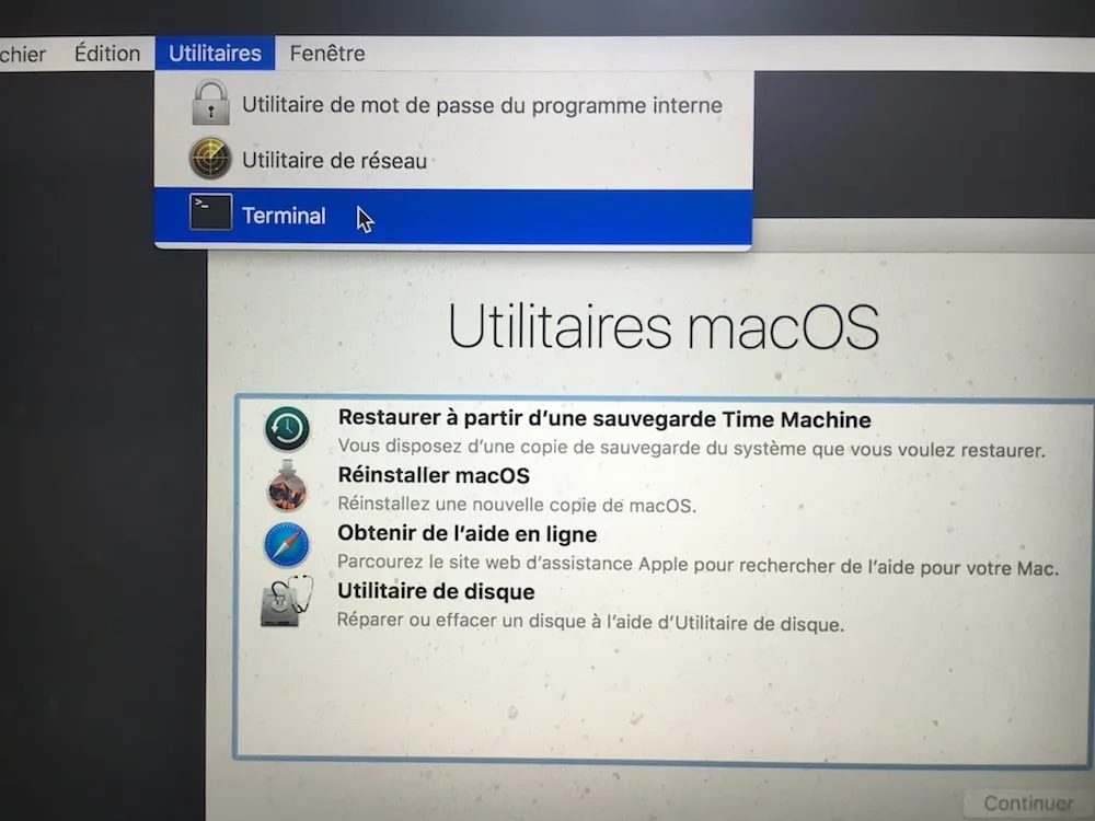 reinitialiser le mot de passe macos sierra terminal