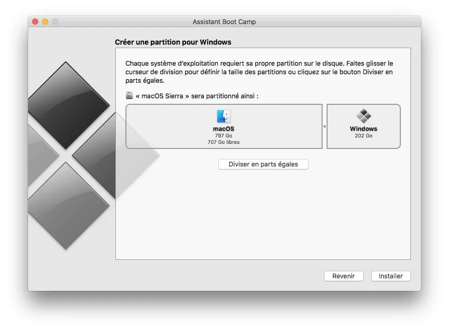 dual boot macOS Sierra Windows 10 creer partition